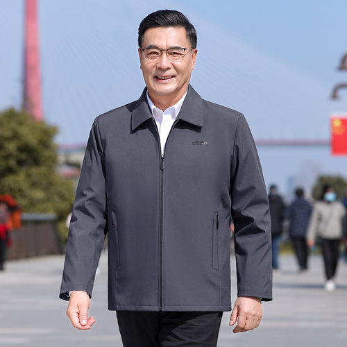男士爸爸休闲外套商务休闲夹克衫
