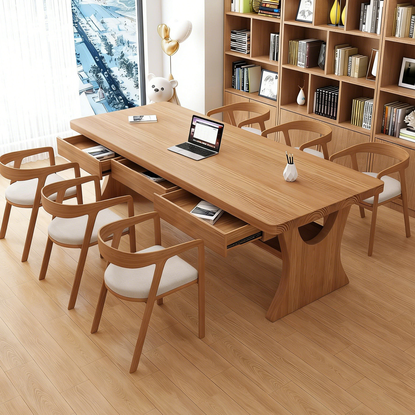 去客厅化实木大长书桌家用学习桌带抽屉办公桌工作台长桌子可定制