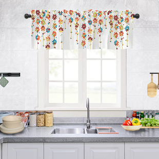 直供印花 帷幔帘头餐厅厨房客厅免打孔窗帘短帘门帘