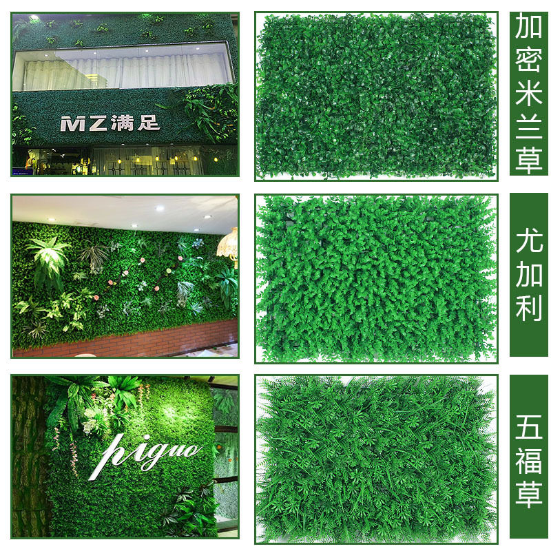 新款 仿真植物墙假草皮背景花墙米兰草塑料绿植墙门头装饰仿真植