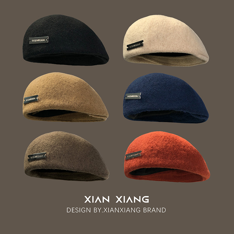 羡项正反两戴毛呢贝雷帽女秋冬