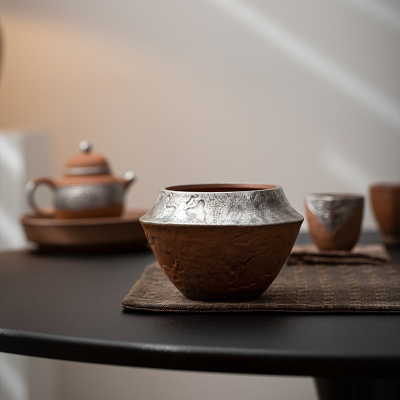 侘寂风日式粗陶建水仿古茶渣缸水盂茶道配件老岩泥干泡储水缸陶瓷