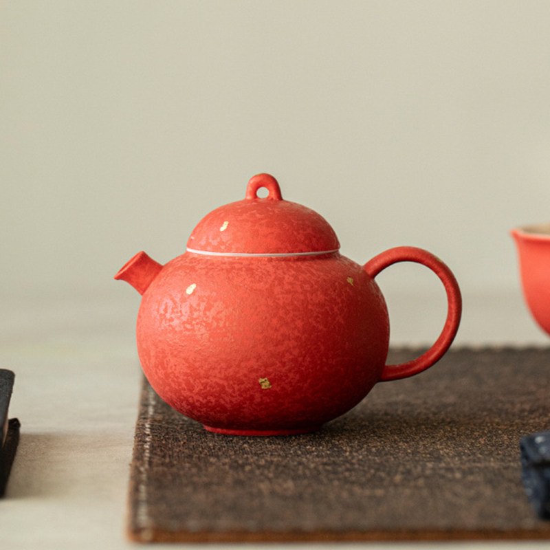 中式茶壶洒金红复古泡茶器带球孔过滤家用高颜值功夫茶具陶瓷小壶,餐饮具,茶壶,淘宝优惠券,粉丝福利购,淘宝优惠卷