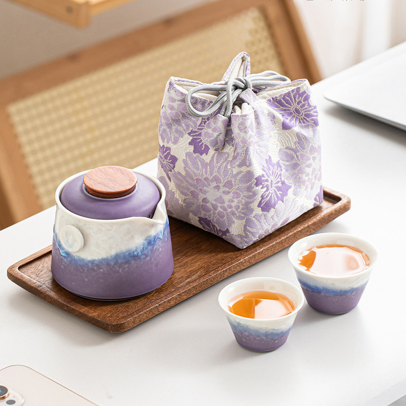 窑变结晶釉便携式旅行茶具户外泡茶壶茶杯女士露营快客杯一壶二杯,餐饮具,旅行茶具,淘宝优惠券,粉丝福利购,淘宝优惠卷