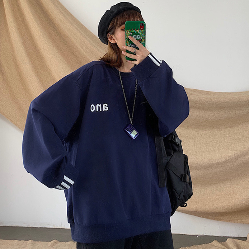 高街waitmore圆领定制卫衣女潮ins2020年春秋薄款上衣体恤女外套
