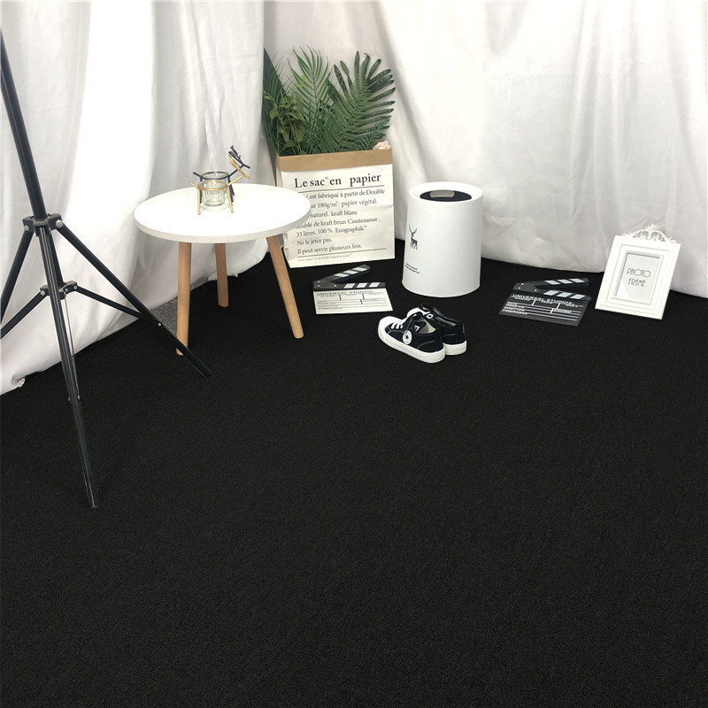 纯黑色地毯满铺摄影棚拍照背景毯