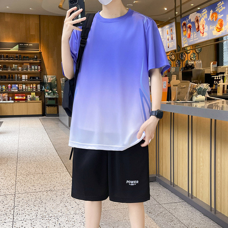 冰丝运动套装男夏季男款速干