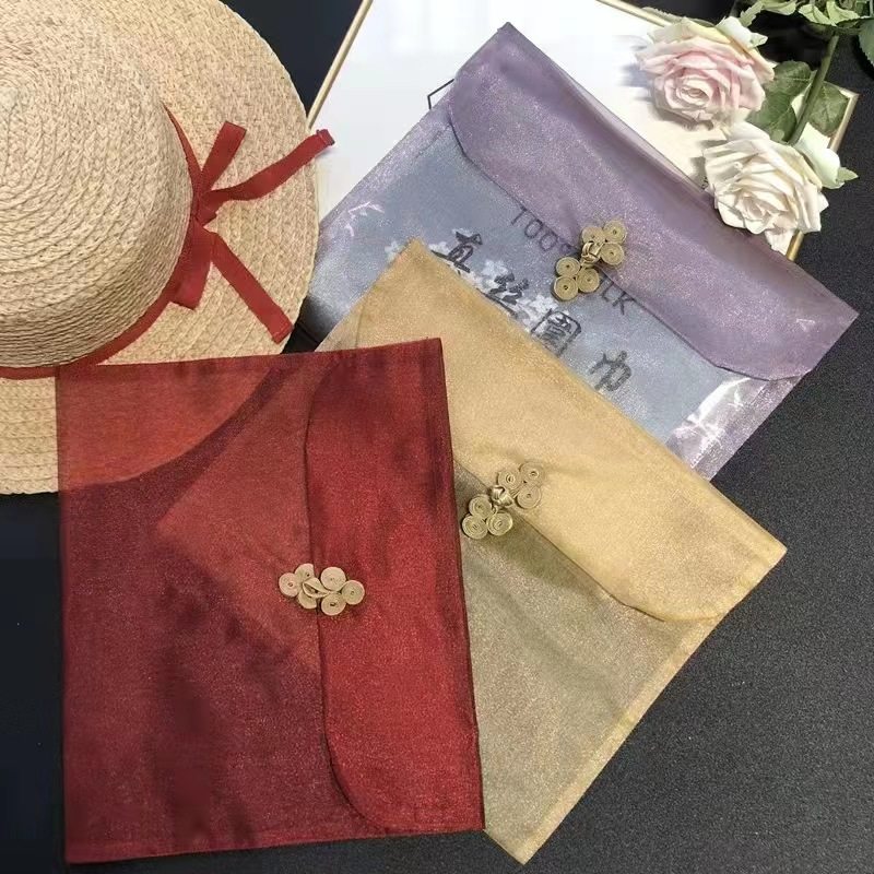 纱袋旗袍包装袋丝巾围巾收纳袋防尘防皱连衣裙服装翻盖袋欧根纱袋