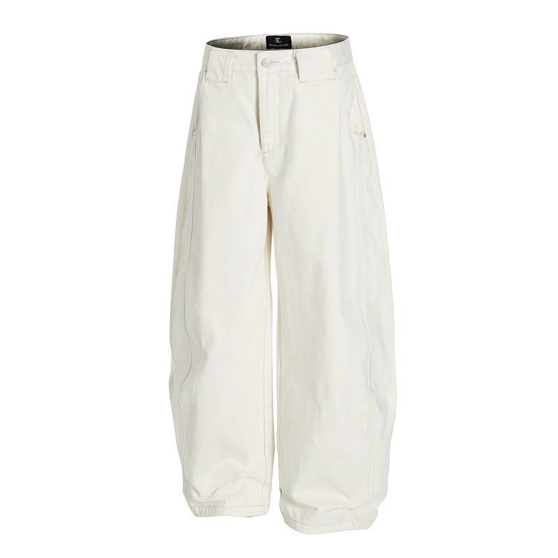 DC+F9051美式复古白色慵懒松弛感裤子男痞帅高级感弯刀工装休闲裤