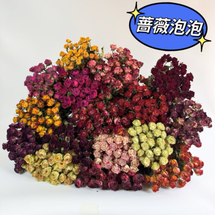 多头玫瑰花蔷薇泡泡真花风干花束ins网红家居装饰diy手工相框花材