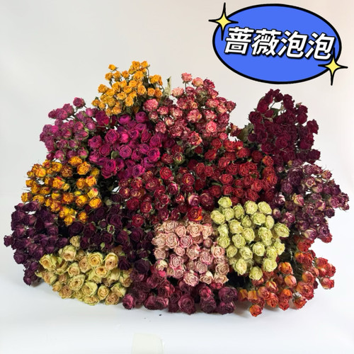 易花坊蔷薇泡泡真花风干多头玫瑰