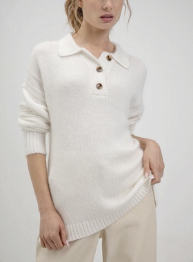 荷兰轻奢J&C 女款 Trui Sascha柔软长袖针织羊毛polo衫