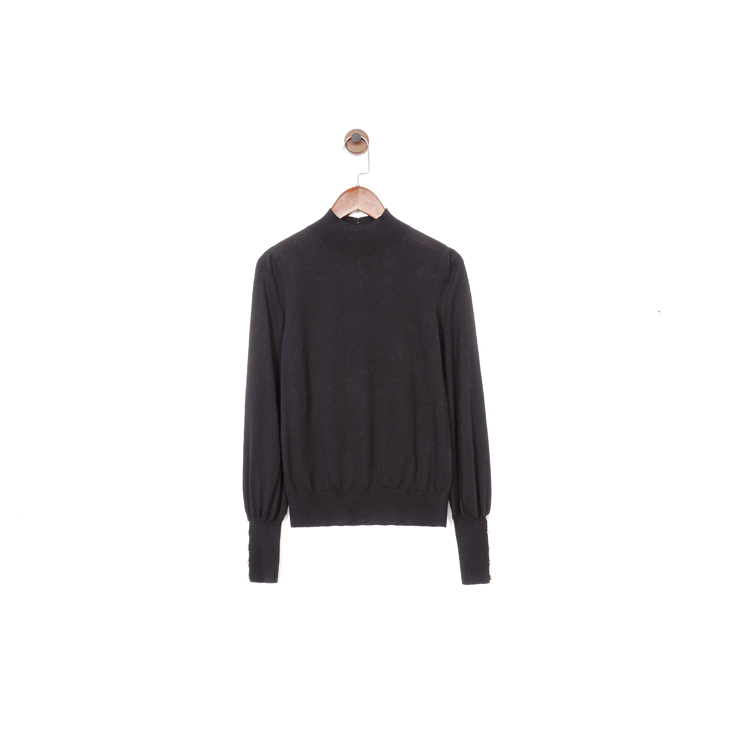 G1RDE@R黑色扣饰立领针织衫