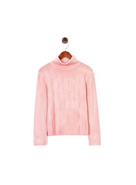 北美小众CONT*MPOR@IN*女款 羊毛/棉粉色镶钻提花高领长袖毛衣