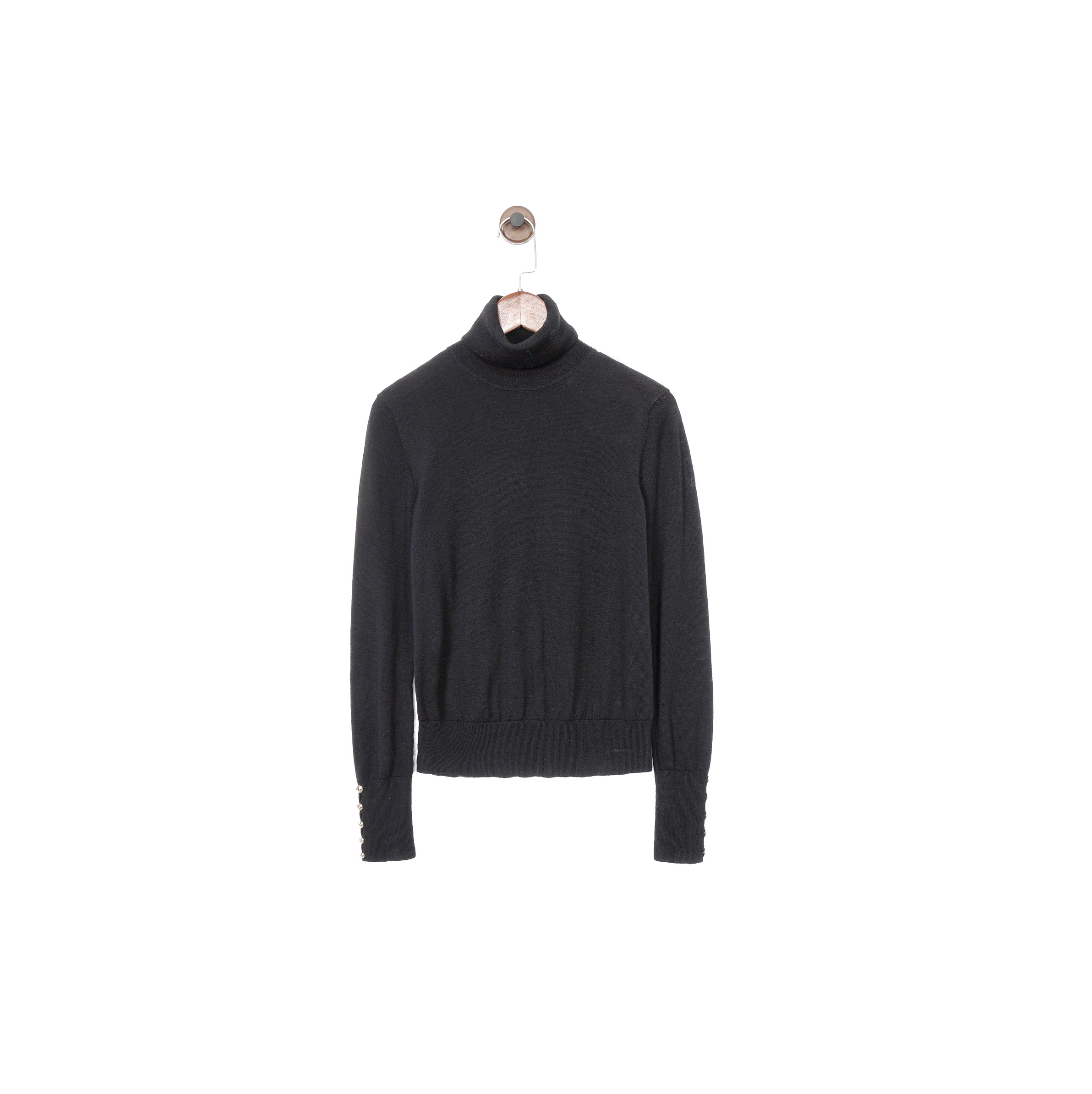 G1RDE@R纯色扣饰高领针织衫