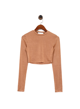 美系轻奢@lexis 休闲裁剪圆领套头短款修身T恤 两色