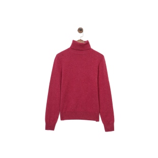 贸易公司样衣 女款 100%羊毛 酒红色高领套头针织衫毛衣