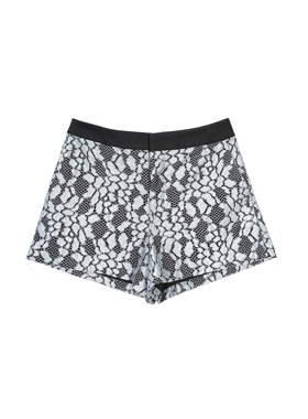 美系轻奢@lexis 女款 蓝色蕾丝复古休闲短裤