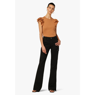 洛杉矶轻奢j*e's女款FRANKIE猫须褶饰复古开叉工装靴形牛仔裤两色