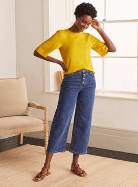 英伦B*den 女款 羊毛混纺 Pretty黄色短袖针织衫贸易公司样衣