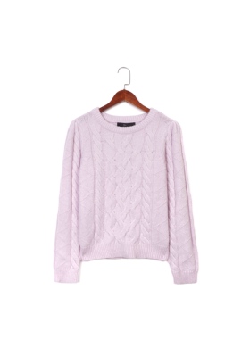 丹麦极简VD inger扭花圆领泡泡袖套头毛衣针织衫 三色