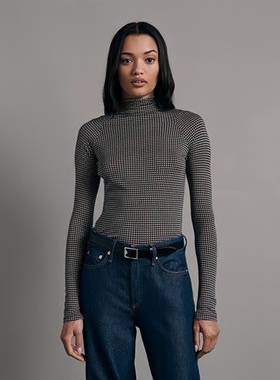 纽约轻奢r&b 女款公价$225 棉/莫代尔 Shaw印花高领修身T恤合集