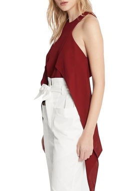 澳洲高端设计师S/D 290$ 红色 结构主义流苏无袖上衣