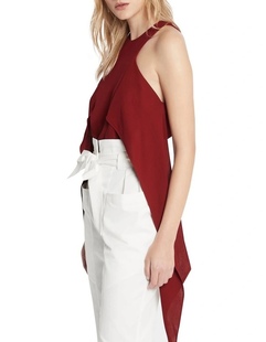 澳洲高端设计师S/D 290$ 红色 结构主义流苏无袖上衣