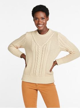 美系L.L斌女款 创始人签名系列 复古圆领ARAN阿兰渔夫毛衣