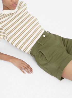 美系极简E 女款多色百搭弹力棉质斜纹短裤极简美式休闲normcore