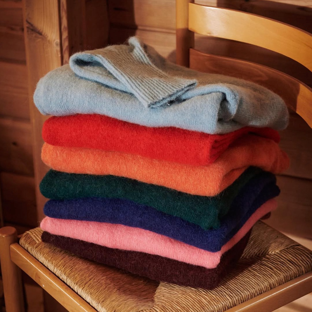 丹麦极简MC落肩圆领套头针织衫