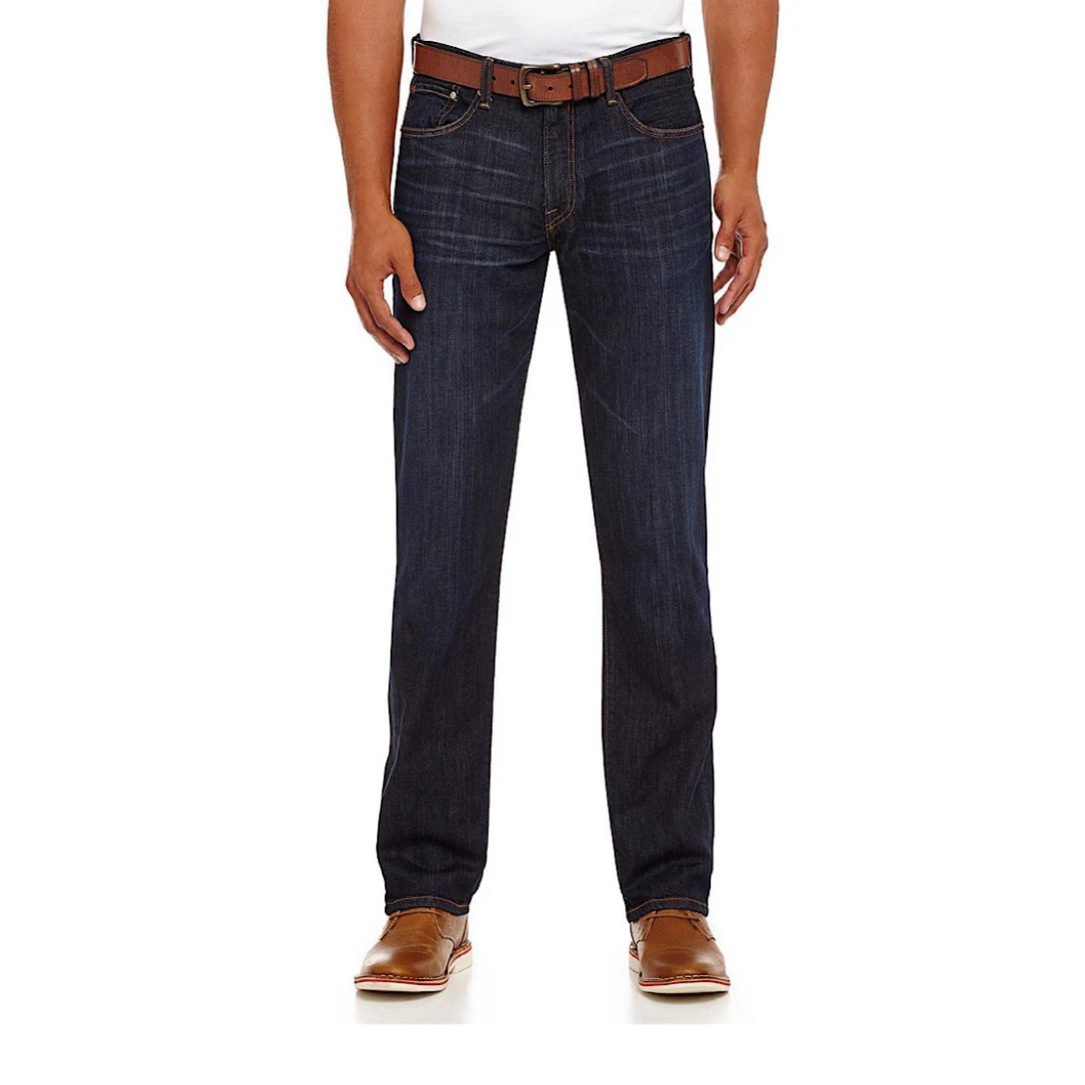 美系中产LB221深蓝色水洗直筒裤