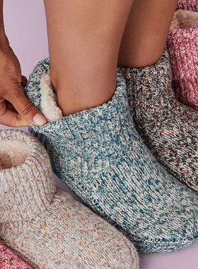 纽约b**@s  成人儿童亲子居家防滑保暖袜地板袜羊羔毛高帮鞋