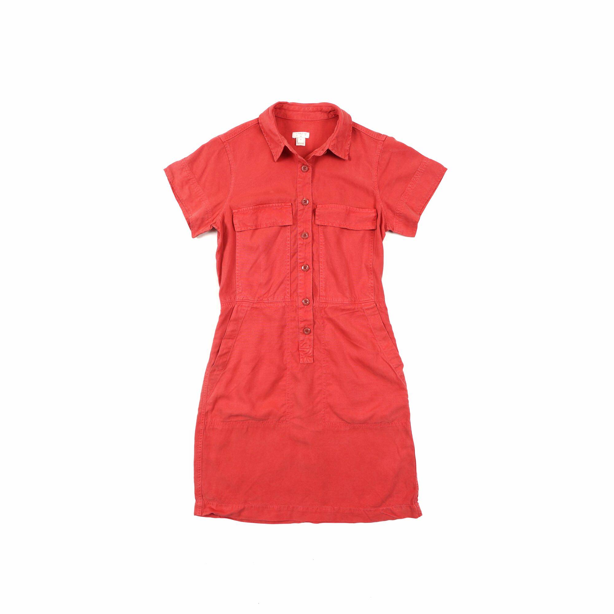 女款美系j夏季100%天丝西瓜红连体衣工装裙短裙美式复古