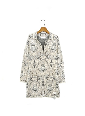 斯德哥尔摩0DD M*11Y北欧波西米亚 复古提花按扣中长款针织开衫