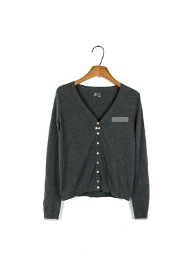 斯德哥尔摩0DD M*11Y 北欧波西米亚 复古蝴蝶结花边V领针织开衫