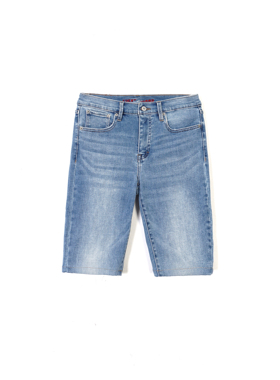 美系复古单宁LB 女款 Bridgette水洗蓝做旧直筒五分牛仔裤