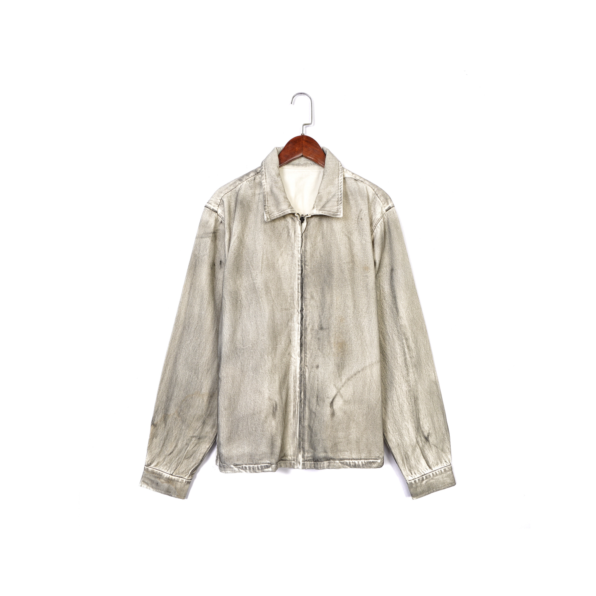 美系小众 男款 棉质 灰白色擦染复古做旧翻领飞行夹克外套,男装,牛仔外套,淘宝优惠券,粉丝福利购,淘宝优惠卷