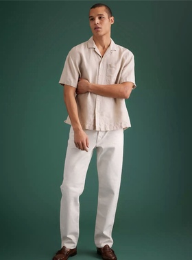 美系小众AE 情侣款 高端线线1977 WIDE CROP白色阔腿直筒牛仔裤