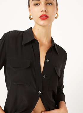 巴黎设计师EQ 女款 经典修身口袋丝绸衬衫 合集