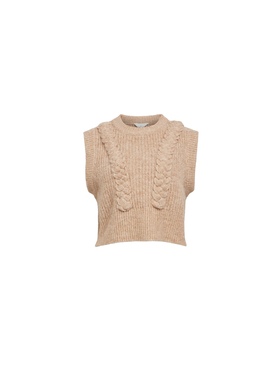 丹麦极简OB runa 扭花罗纹拼接圆领套头针织背心上衣 四色