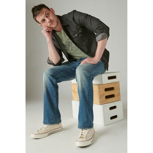 rider洗水蓝中腰靴形牛仔裤 easy 男款 美系中产复古单宁LB