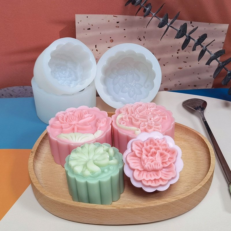 三信 中秋节冰皮月饼硅胶模具 莲花荷叶糯米糕凤梨酥圆形糕点