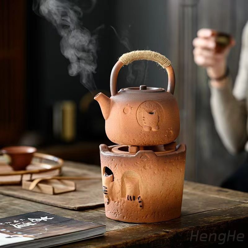 粗陶炭炉煮茶器茶具套装户外家用功夫小茶壶陶瓷炭火围炉煮茶