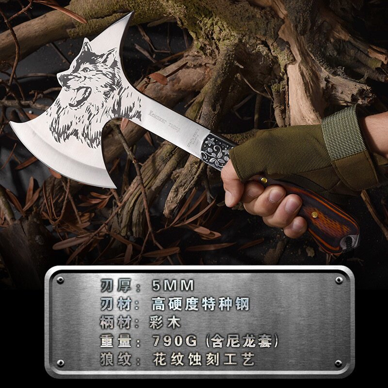 狼头斧户外斧头刀木工斧多功能斧子消防斧伐木砍骨战狼斧砍树