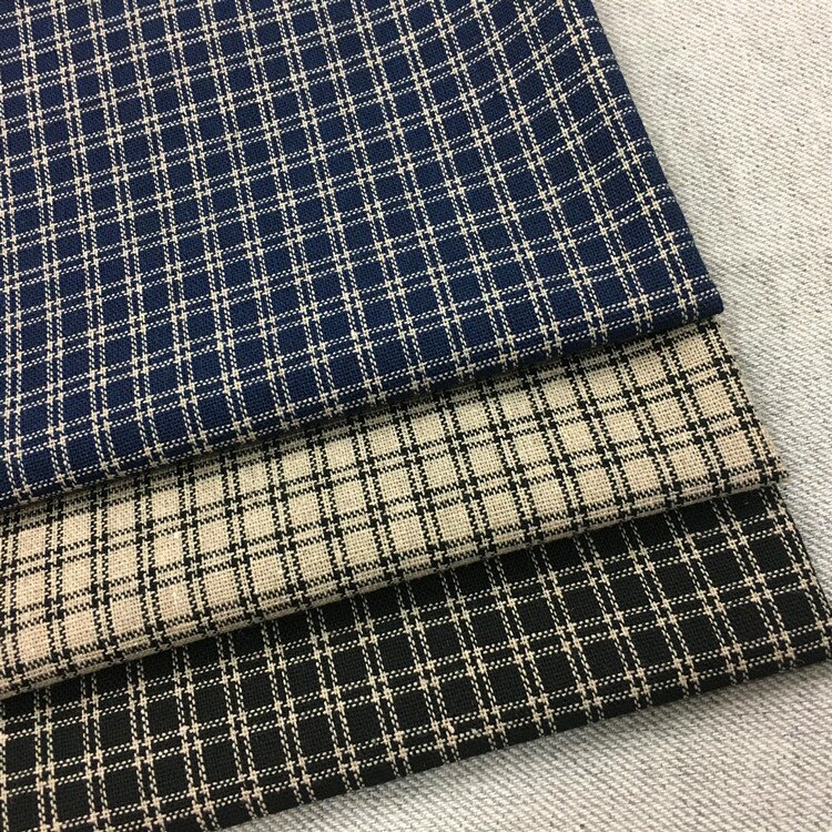 现货供应春夏男女装 亚麻棉色织格子布 手感好 衬衫面料 麻布