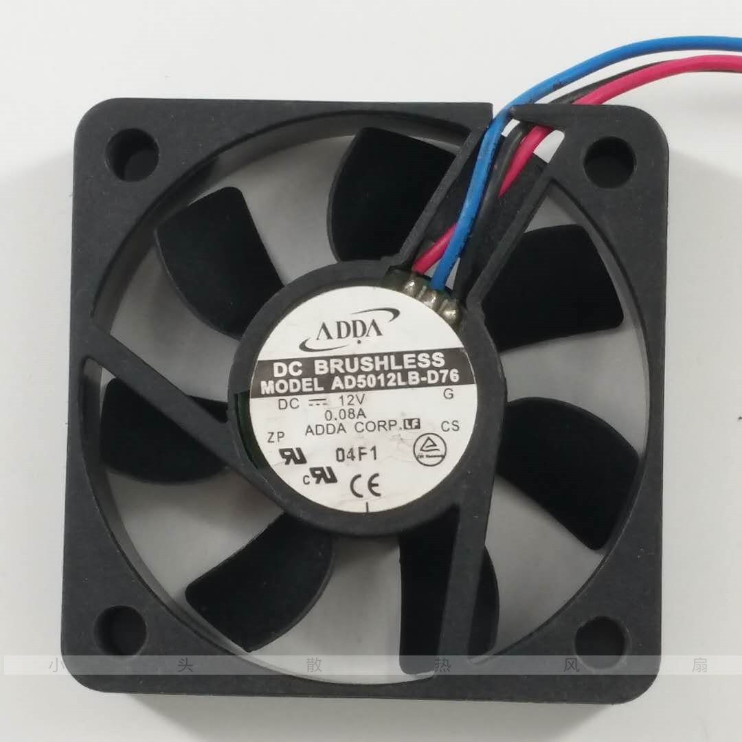 ADDA AD5012LB-D76 5015 12V 0.08A 5CM3线电源交换机CPU散热风扇