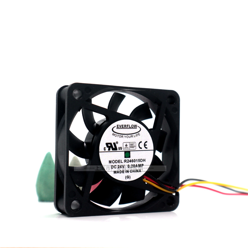 全新EVERFLOW R246015DH 6015 24V 0.20A 6CM 3线变频器散热风扇