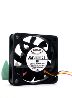 全新EVERFLOW R246015DH 6015 24V 0.20A 6CM 3线变频器散热风扇