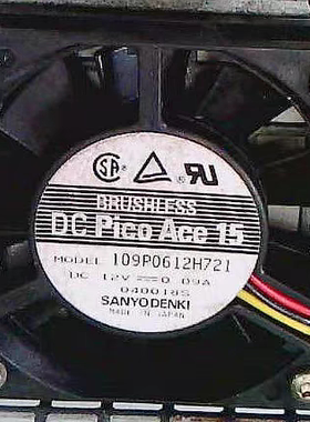 全新SANYO三线风扇 109P0612H721 12V 0.09A 6CM散热风扇